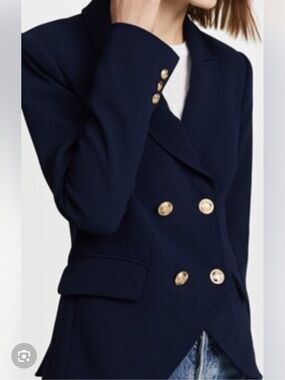 Laveer Women's Navy Double-Breasted Tailored Blazer